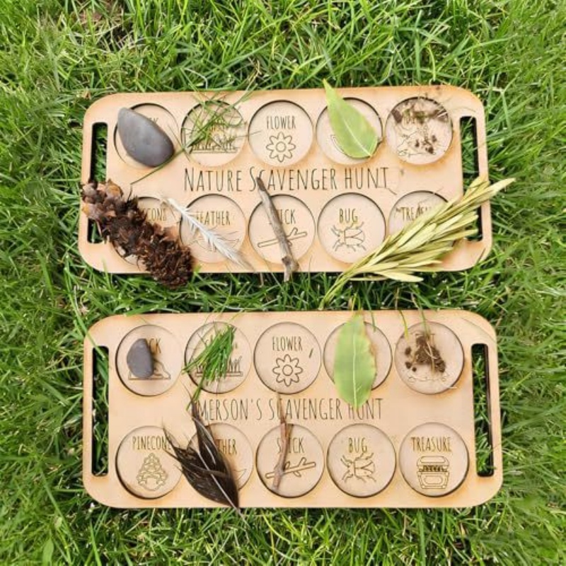Kids Outdoor Scavenger Hunt - Portable Wooden Bug Scavenger Hunt Board