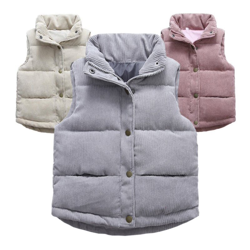 Kids Outdoor Jacket - Kids Boys Girls Corduroy Vests Thicken