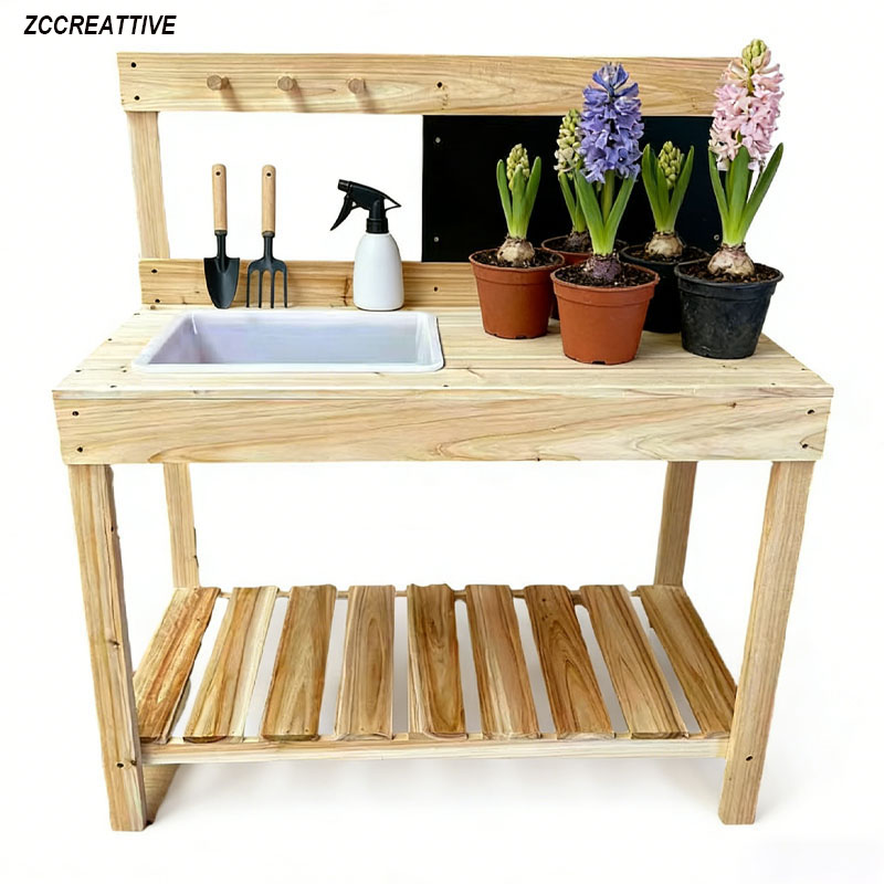 Kids Outdoor Mud Kitchen - ZCCREATTIVE Children Wooden Potting Benches Outdoor