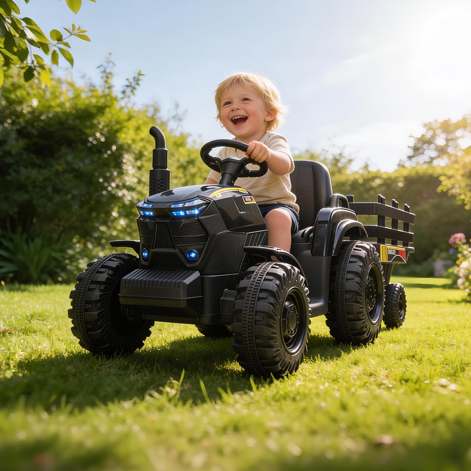 Kids Outdoor Ride On - 12V Kids Ride On Tractor With