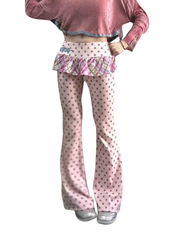 Mini Trampoline Spring - Ladies Cute Star Pattern Micro Flared