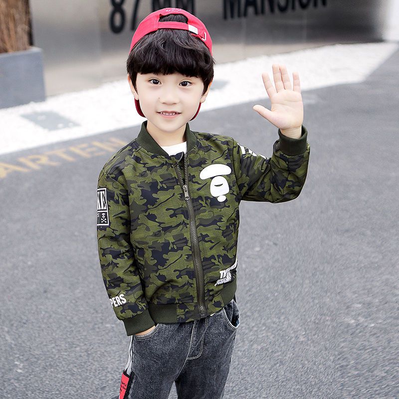 Kids Outdoor Jacket - 2025 New Boy's Camouflage Baseball Jacket
