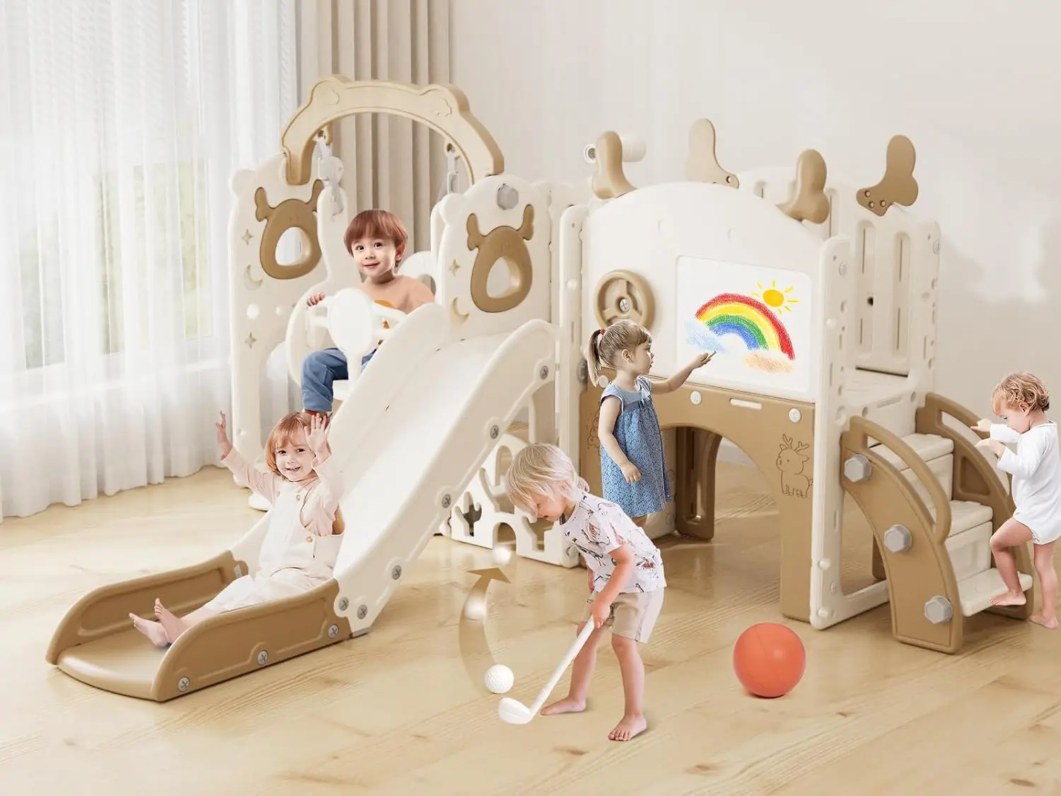 Kids Outdoor Slide Set - 13-in-1 Toddler Slide and Swing Set,