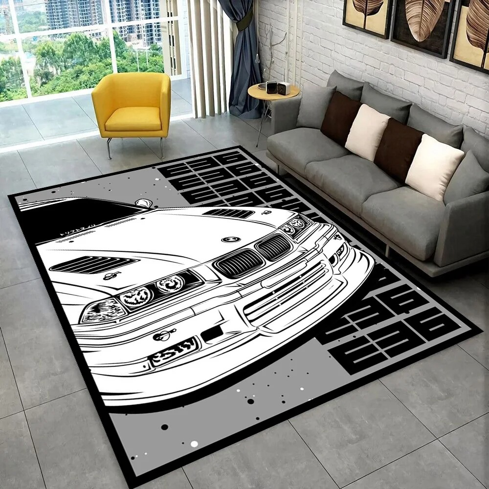 Kids Outdoor Play Table - 3D E36 Racing Car Motorcycle Rug
