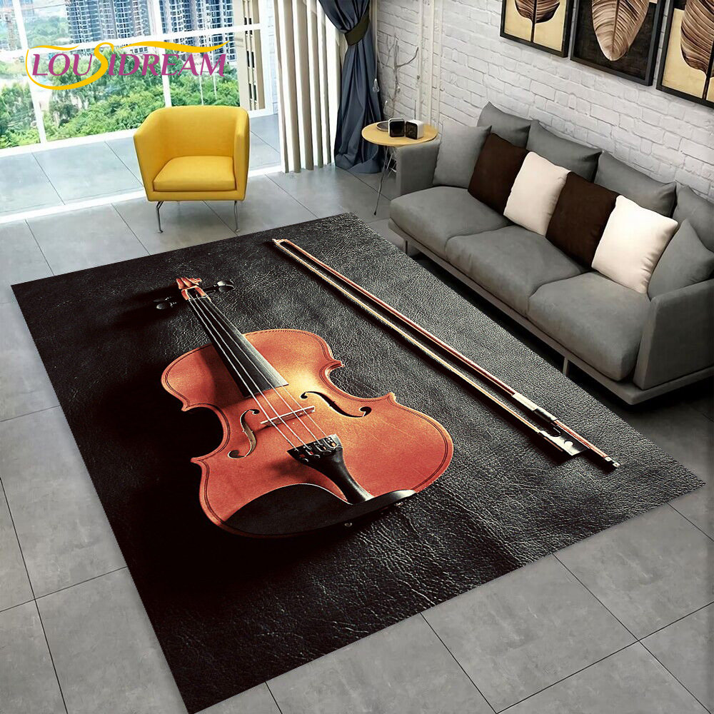 Kids Outdoor Instruments - Classical Violin Instrument Music Area Rug,Carpet