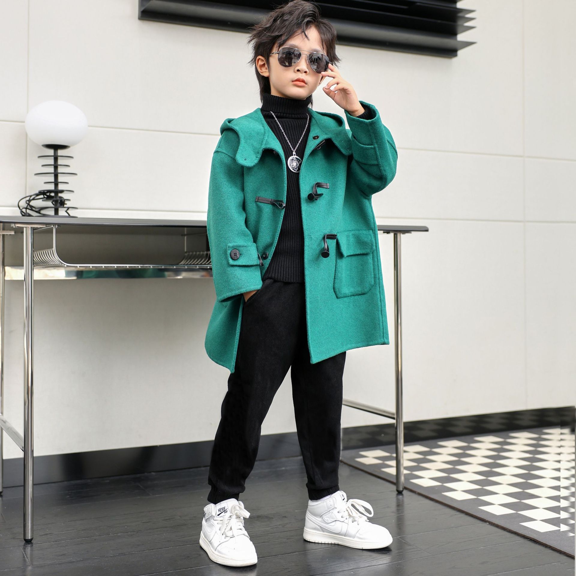 Children Winter Red Green Wool - Kids Outdoor Jacket ulasan dan harga