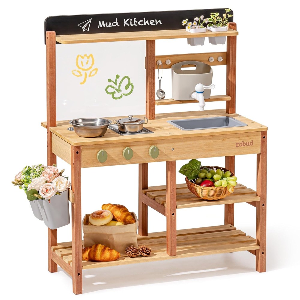 US Shipping Wooden Mud Kitchen - Kids Outdoor Mud Kitchen ulasan dan harga