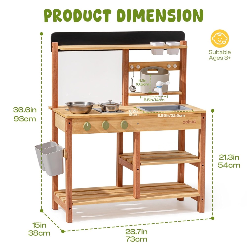 US Shipping Wooden Mud Kitchen - Kids Outdoor Mud Kitchen ulasan dan harga