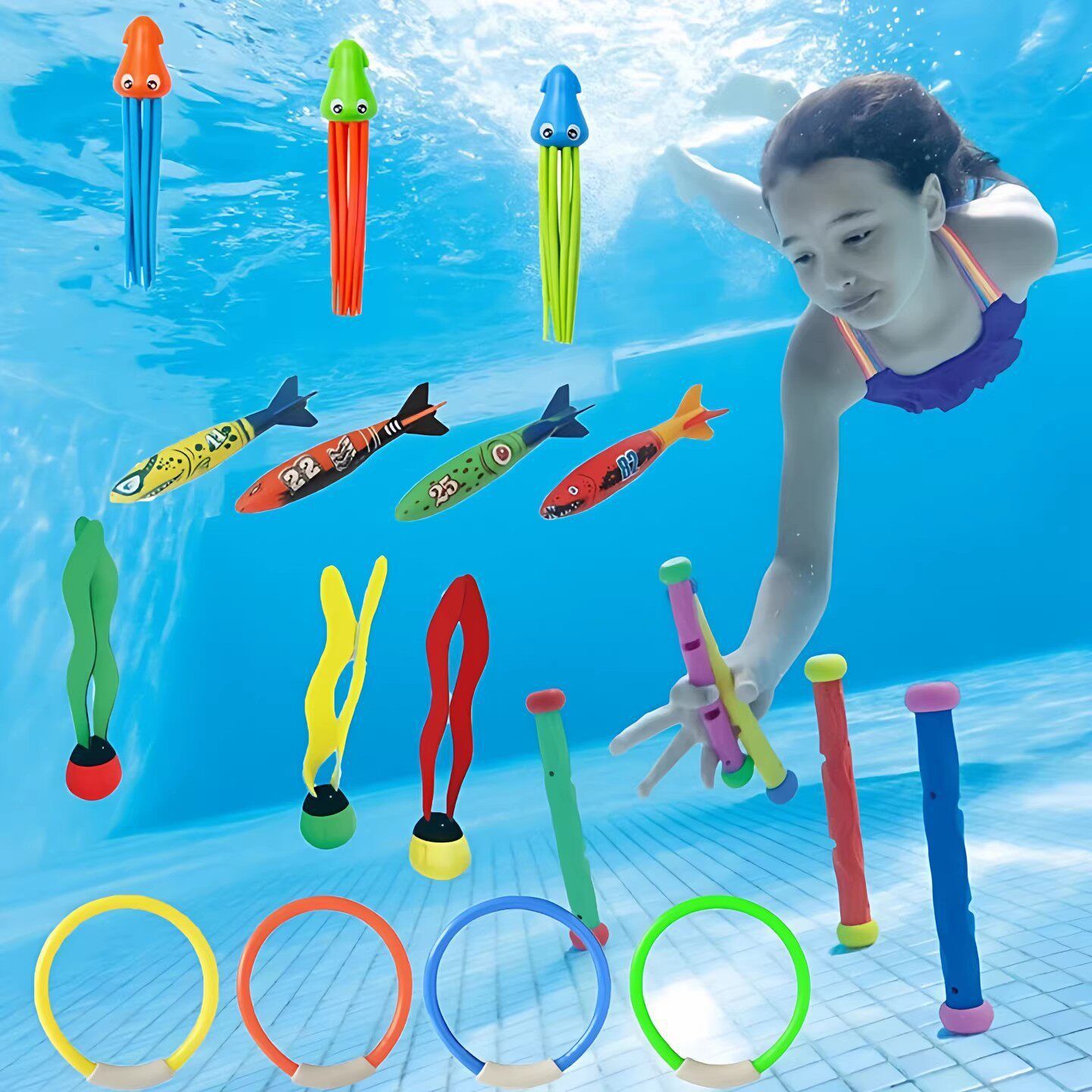 Plastic Pool Dive Toy Set for  - Kids Outdoor Activity Centre ulasan dan harga