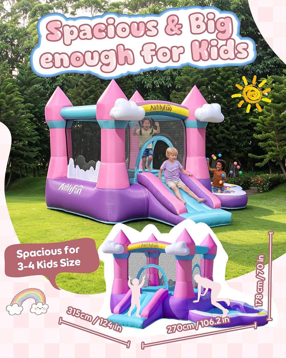 Pink Indoor/Outdoor Inflatable - Kids Outdoor Pool ulasan dan harga