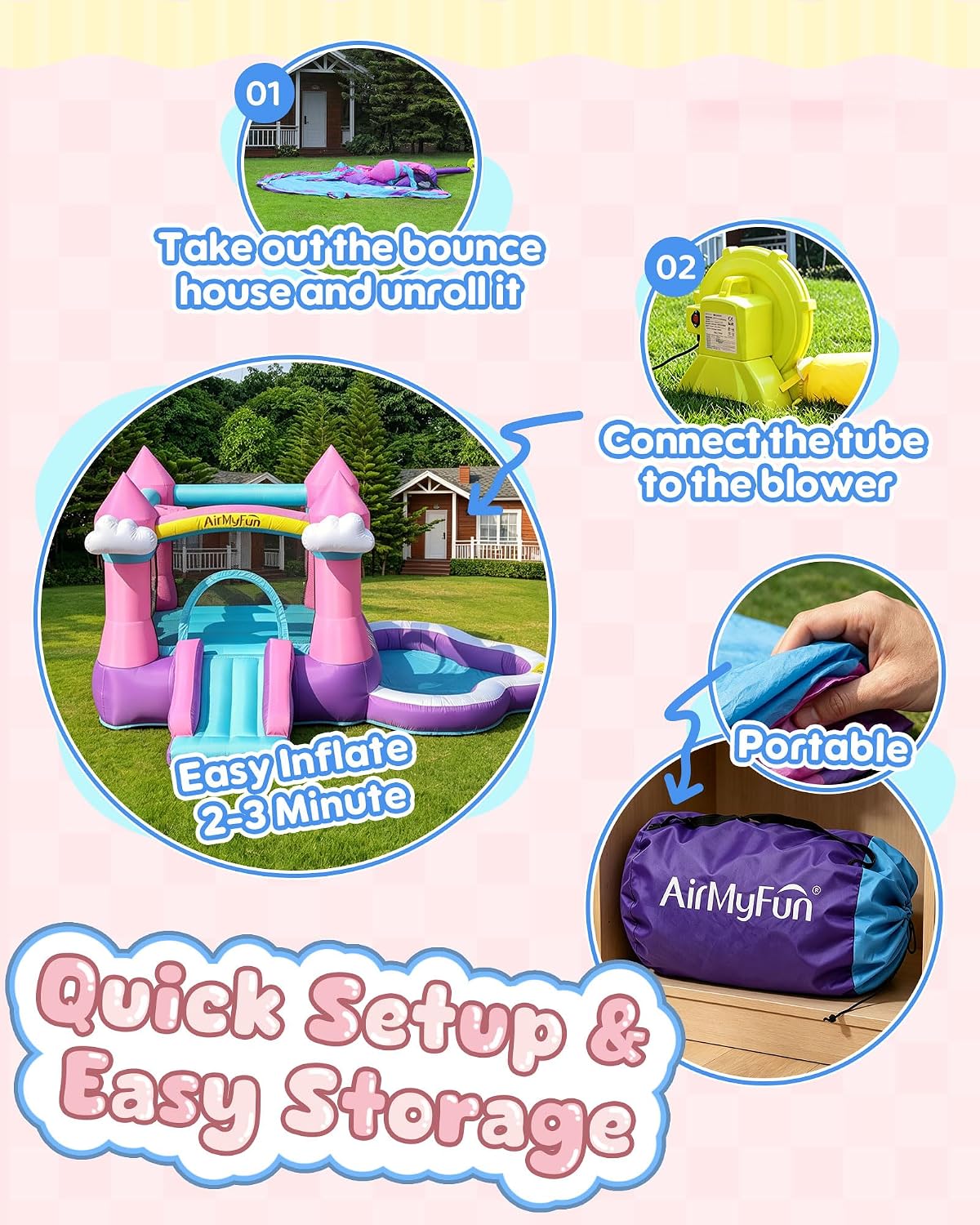 Pink Indoor/Outdoor Inflatable - Kids Outdoor Pool ulasan dan harga
