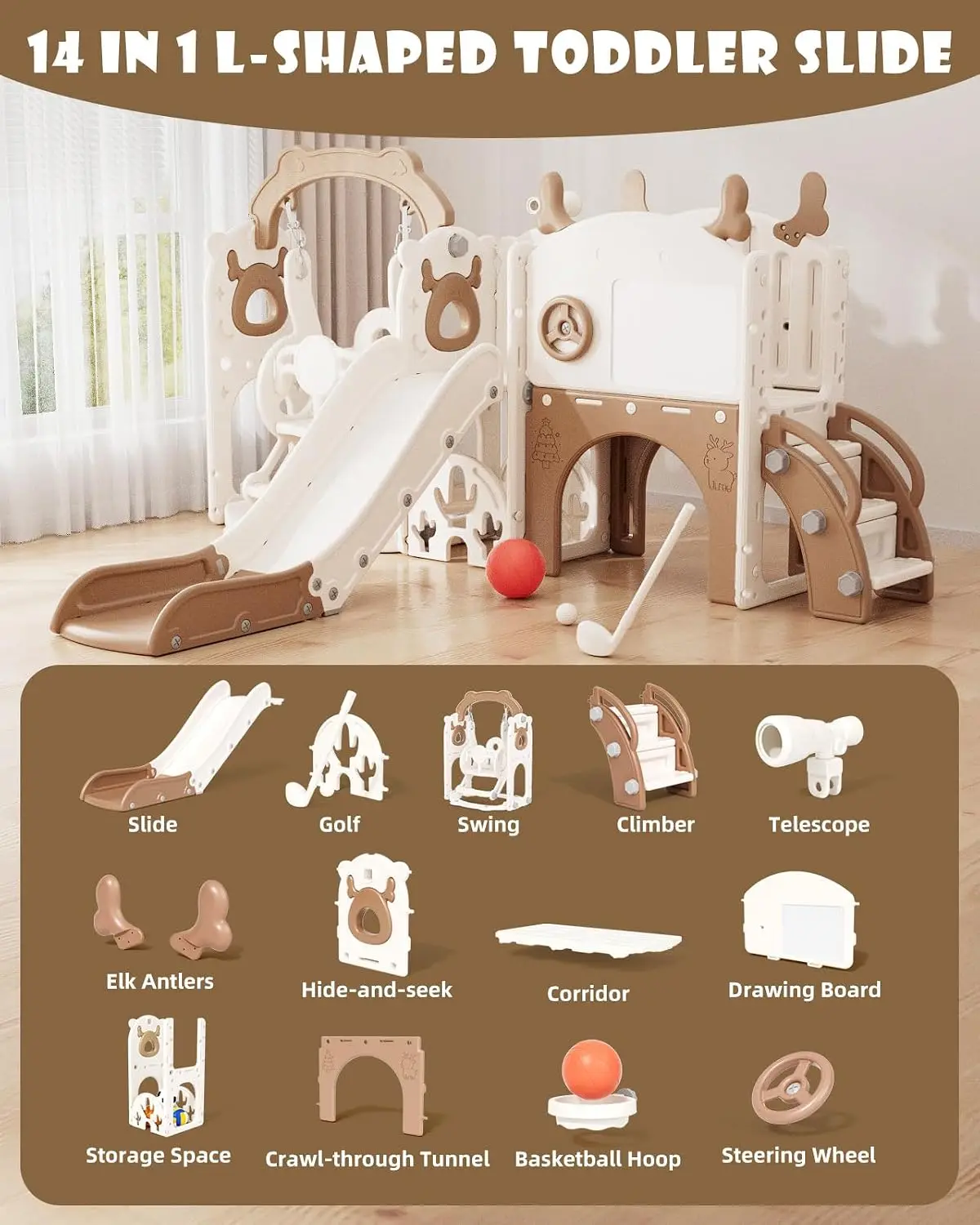 13-in-1 Toddler Slide and Swin - Kids Outdoor Slide Set ulasan dan harga