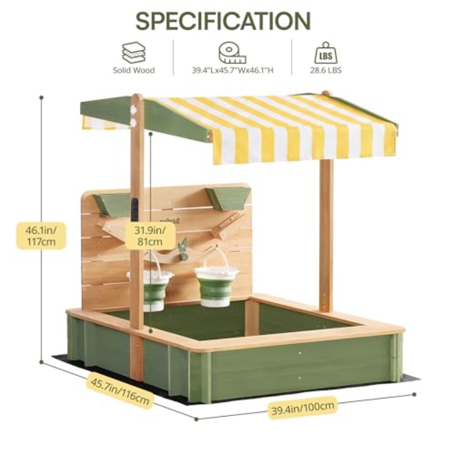 Outdoor sandbox for kids: wood - Kids Outdoor Seating ulasan dan harga