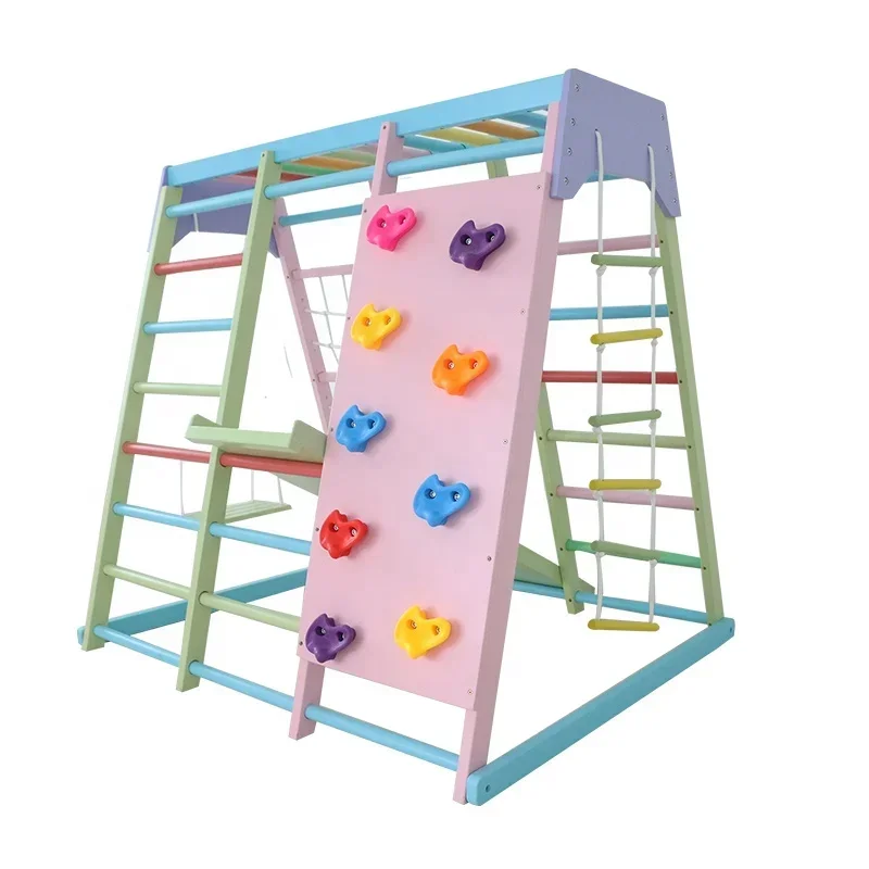 Kids Wooden Climbing Frame Ind - Kids Outdoor Jungle Gym With Slide ulasan dan harga